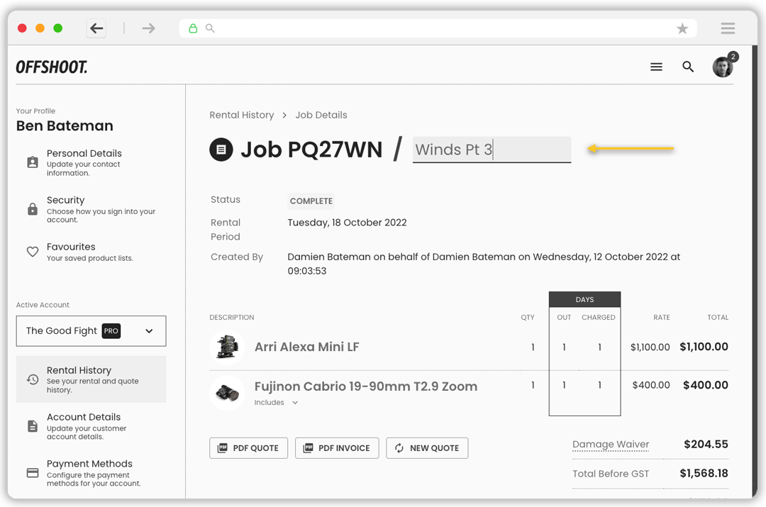 Add your own reference in the text field to the right of our assigned job reference.