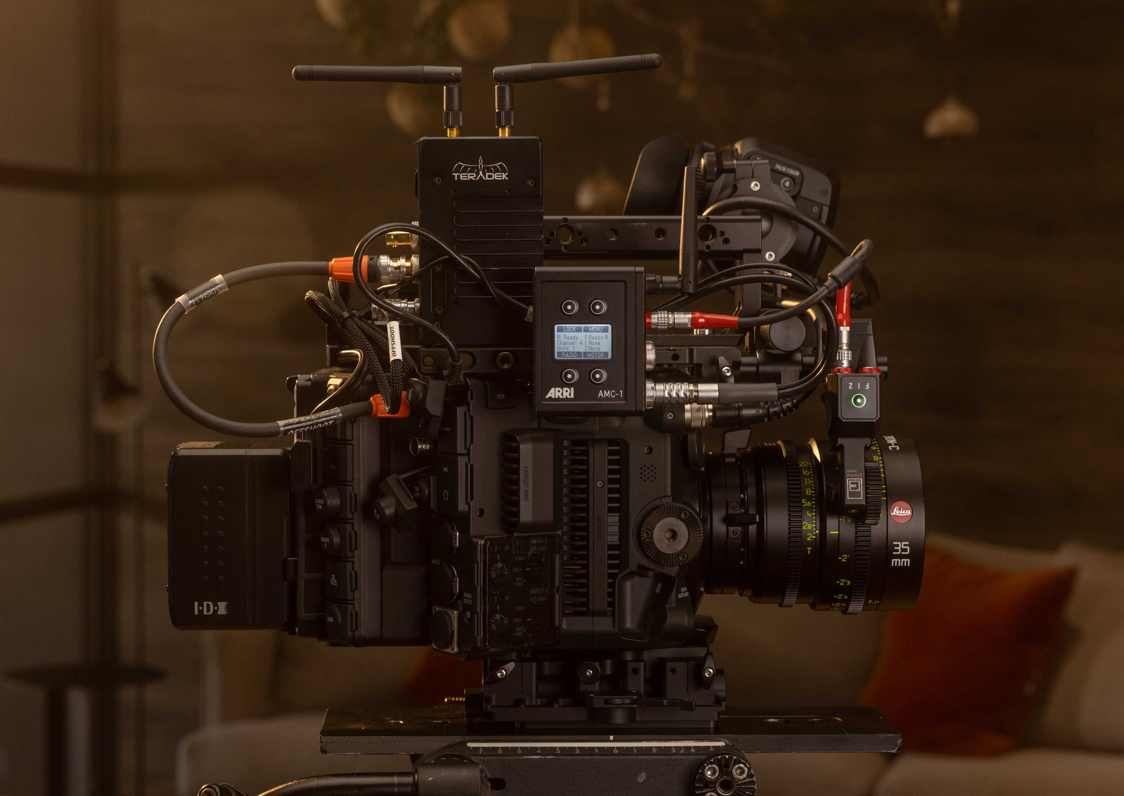 The AMC-1 is what connects the cforce mini lens motor to the camera. This particular camera cable has a d-tap and lanc connector. The former provides power to the AMC-1 and the latter allows camera run/stop control.