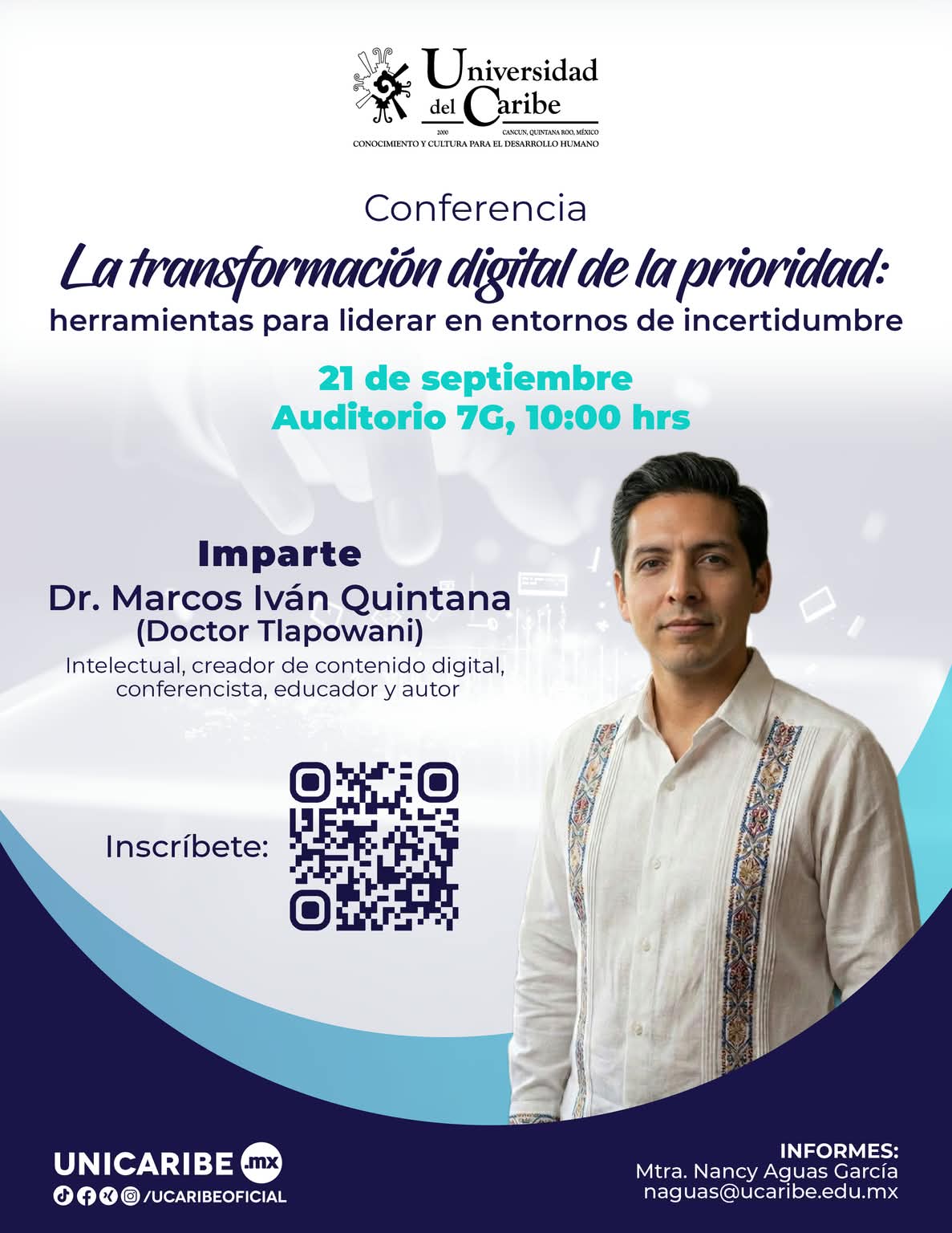 Anuncio de conferencia transformación digital
