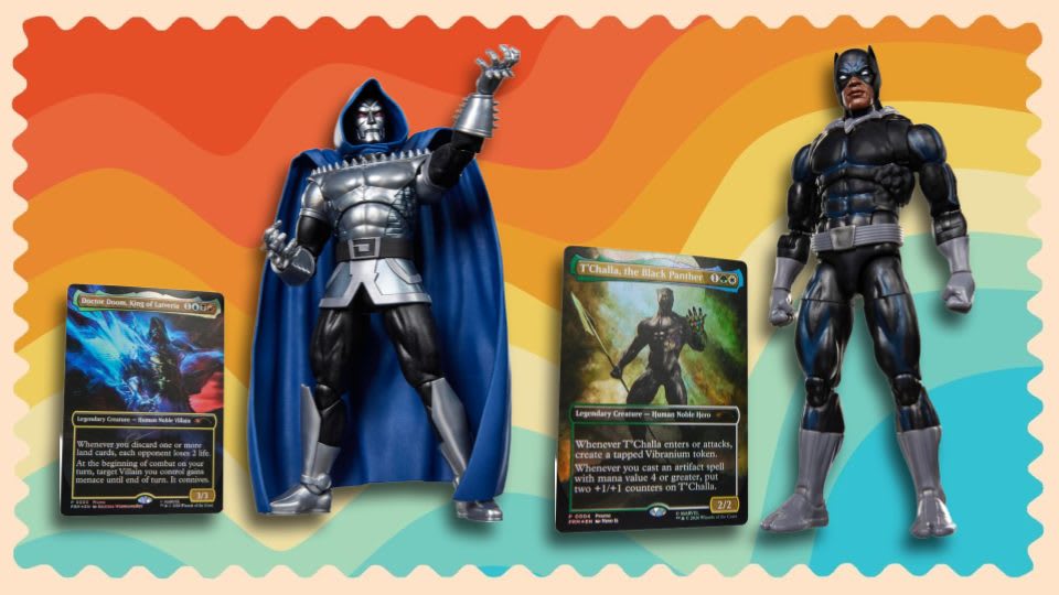 Figura de Black Panther de Marvel Legends con carta MTG alternativa