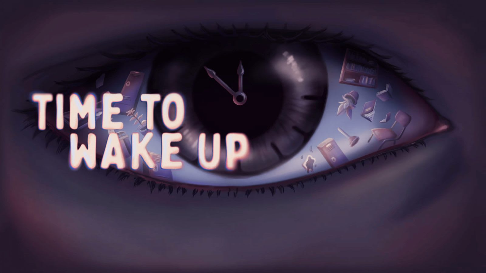 Portada de Time To Wake Up mostrando un ambiente escolar surrealista