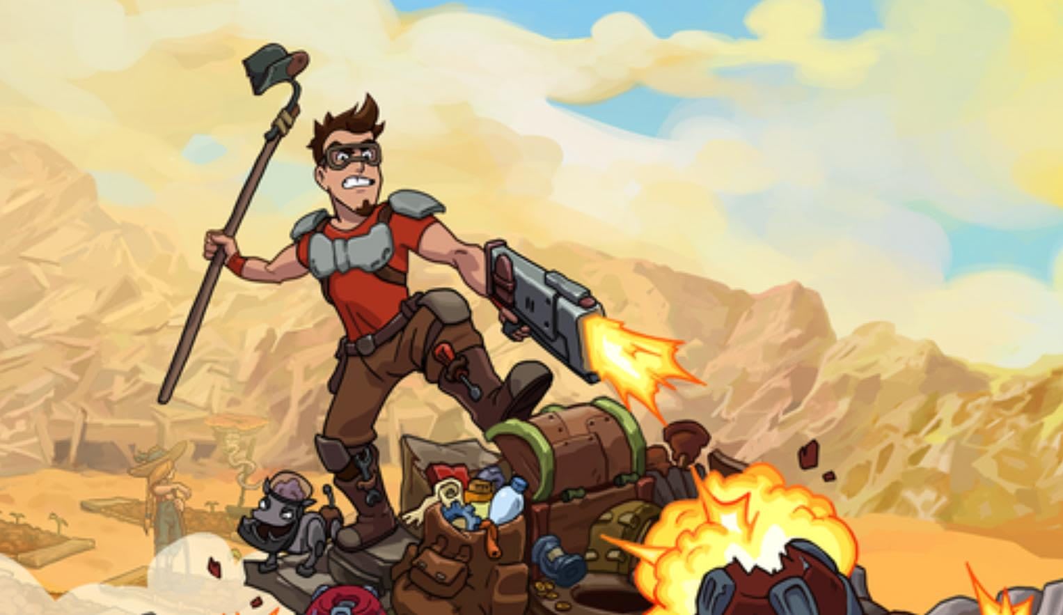 Imagen de *Surviving Deponia* con Rufus en un entorno hostil