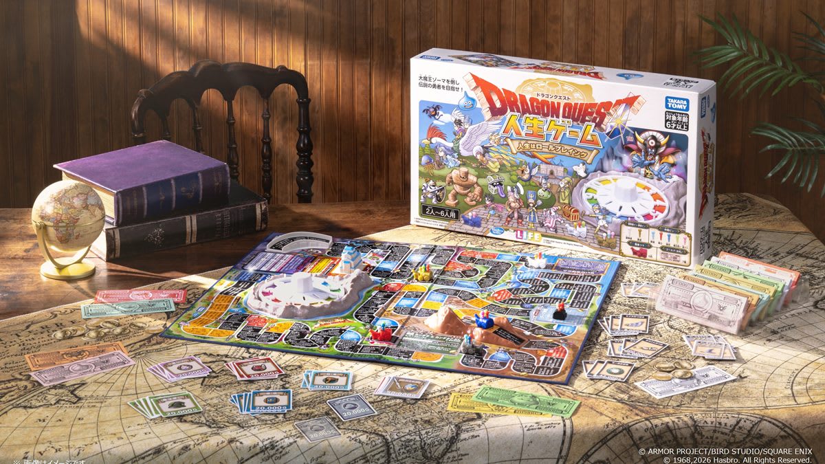 Tablero Dragon Quest: The Game of Life con piezas y arte de la saga