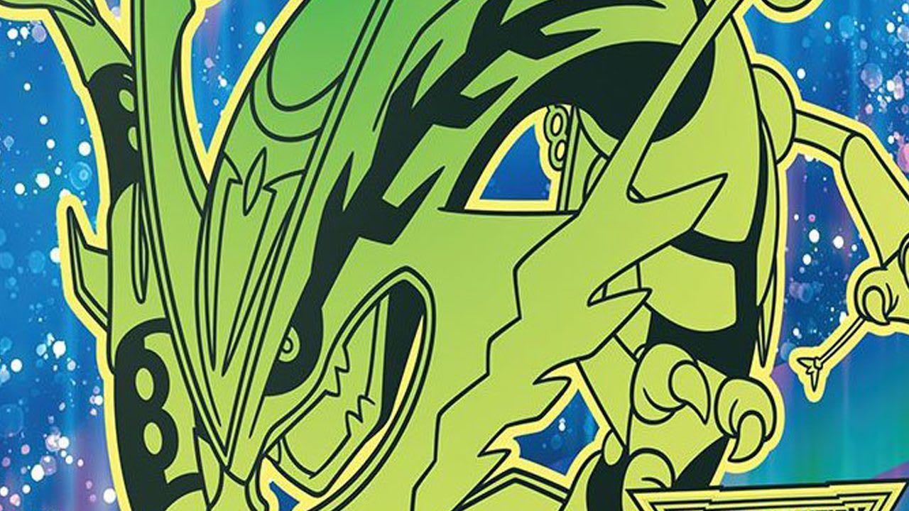 Ilustración de Mega Rayquaza del set Delta Reign de Pokémon TCG