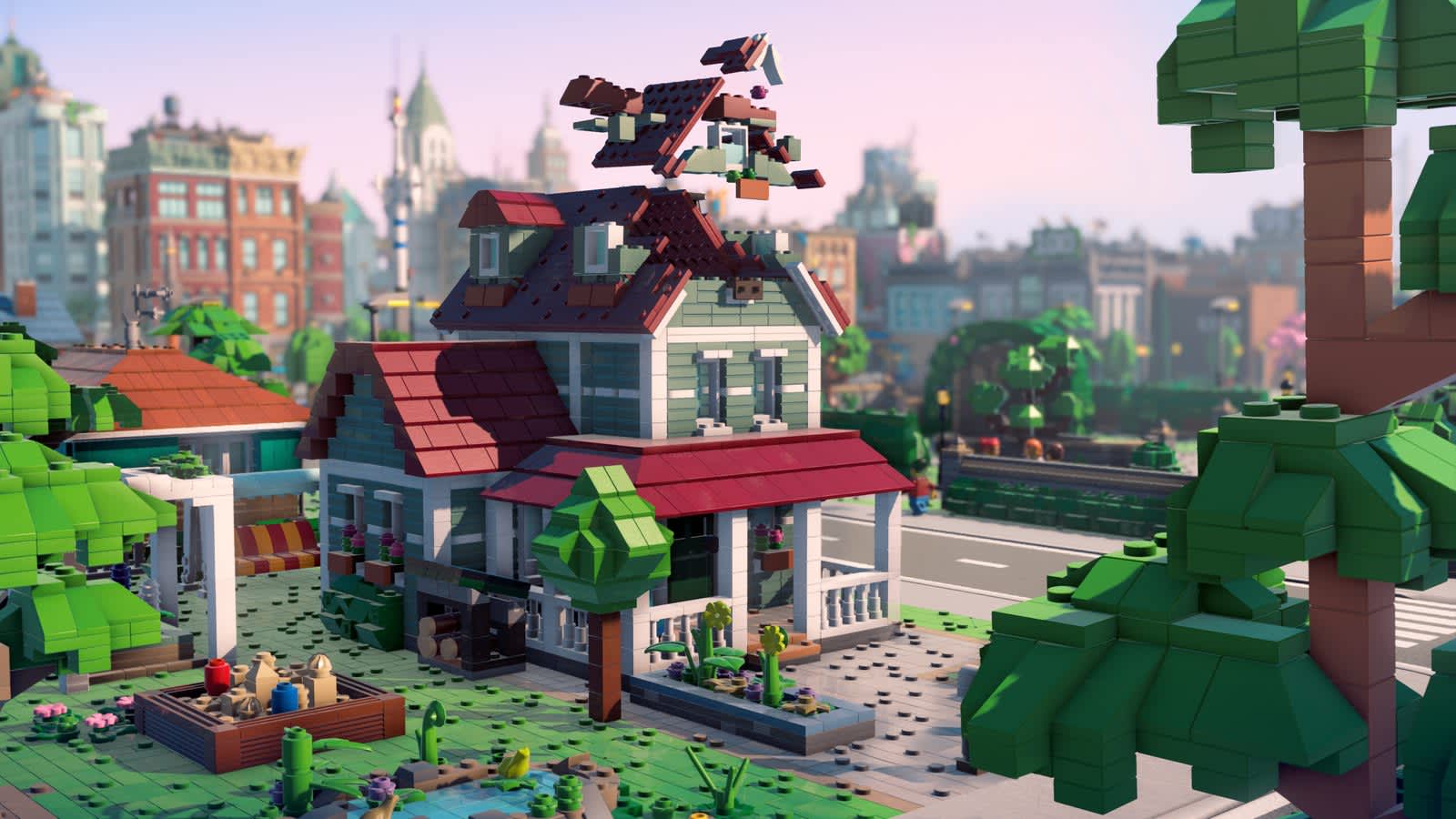 Vista previa de Lego Skylines mostrando una ciudad construida con edificios de LEGO