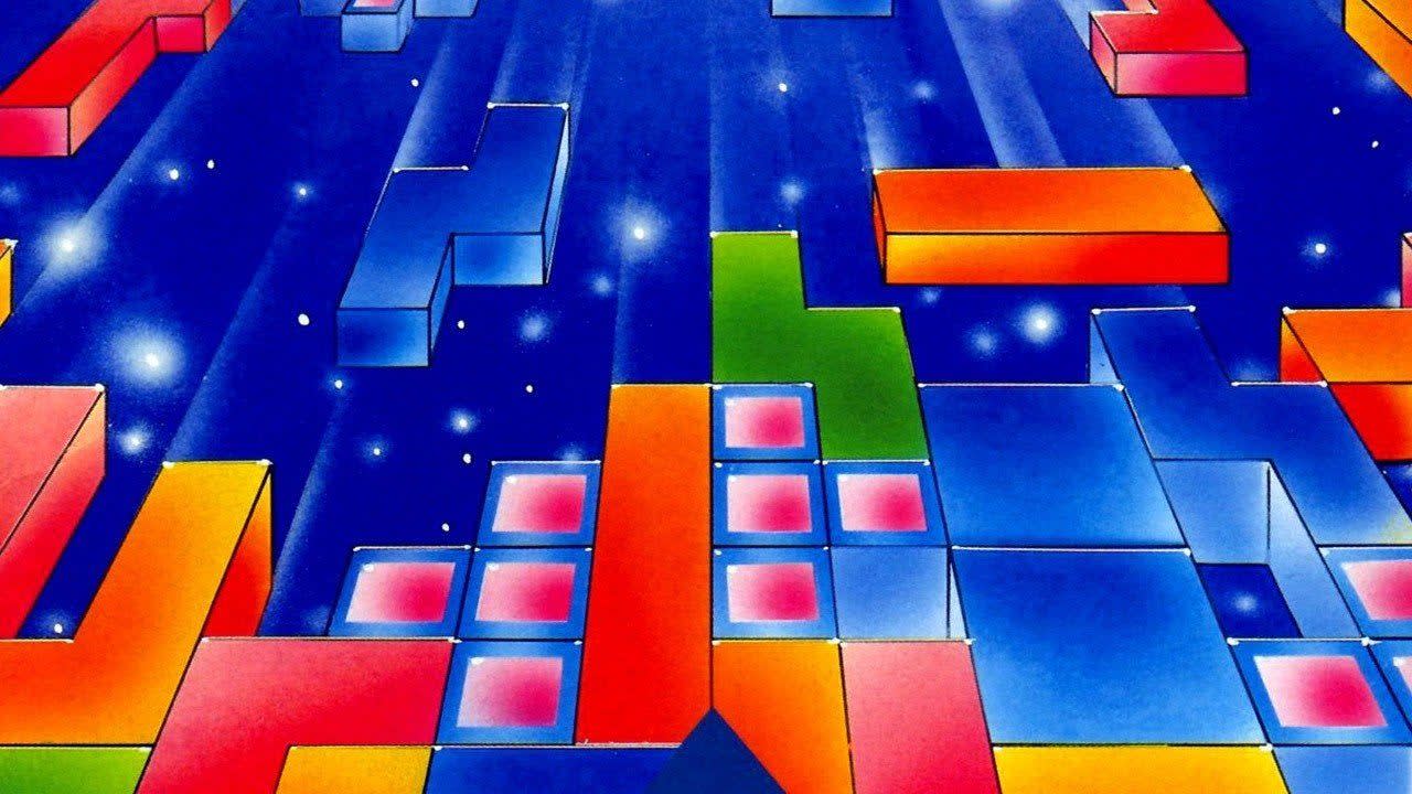 Logotipo de The Tetris Company junto al título del juego Build the Wall