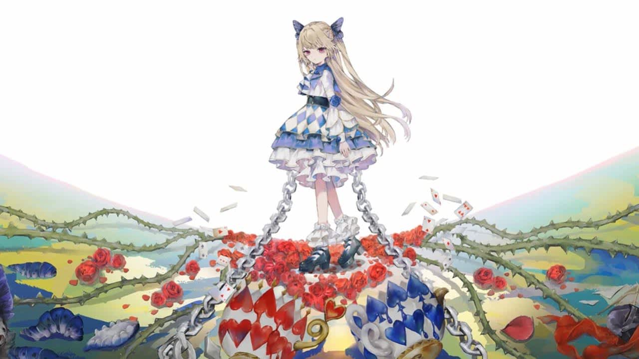 Ilustración de Crymelight con estilo bishōjo y ambientación de Alice in Wonderland