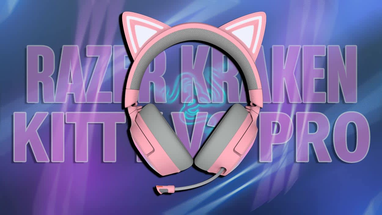 Auriculares Razer Kraken Kitty V3 Pro Quartz Edition con diseño de orejas de gato