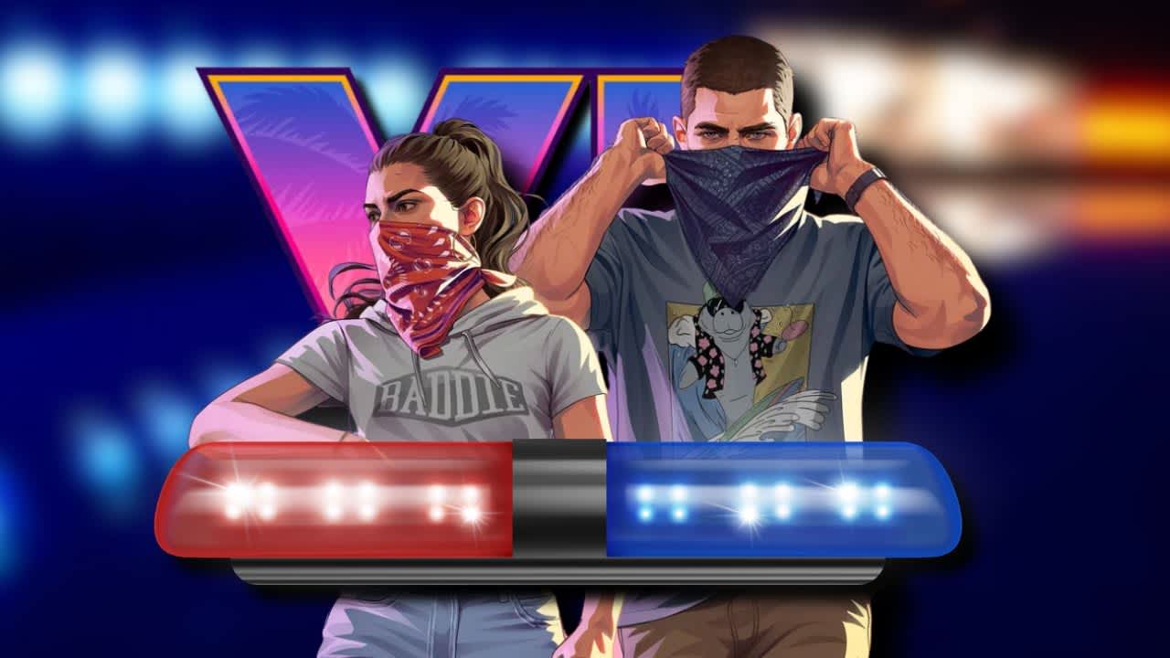 Ilustración del nuevo sistema policial de GTA VI con estrellas y zona de búsqueda