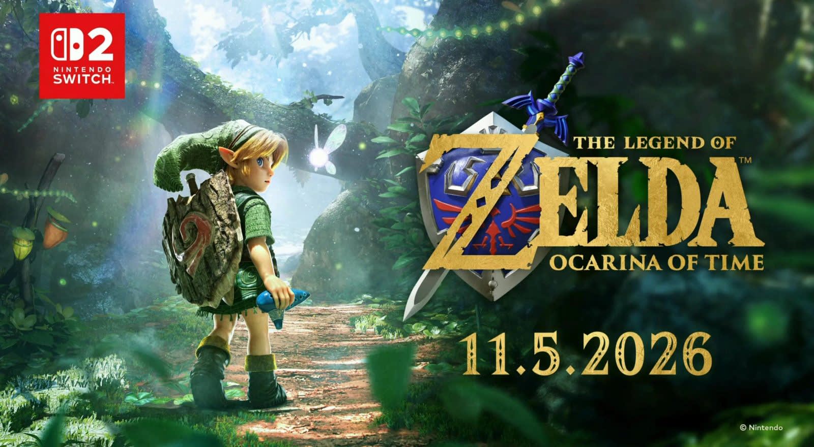 Portada del remake de The Legend of Zelda: Ocarina of Time para Nintendo Switch 2