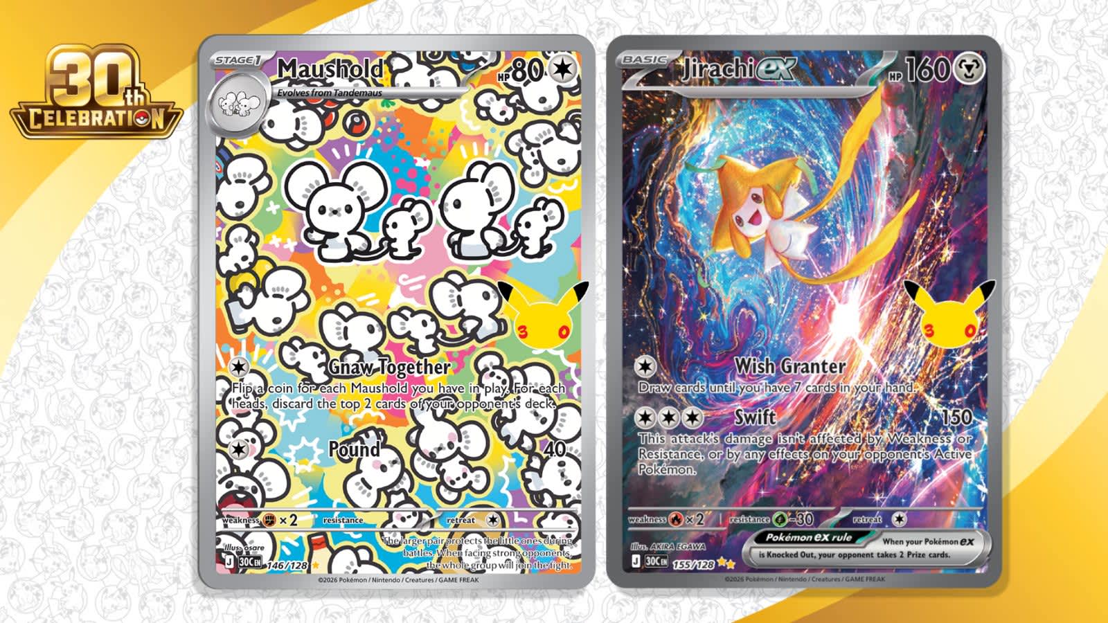 Ilustraciones destacadas del set Pokémon TCG 30th Celebration