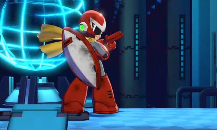 Proto Man en acción dentro de Mega Man Dual Override