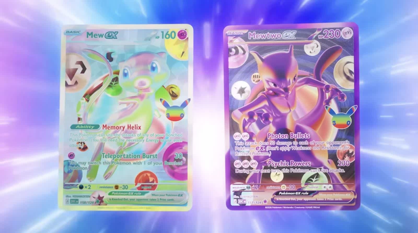 Cajas de la expansión 30th Anniversary del Pokémon Trading Card Game en una tienda