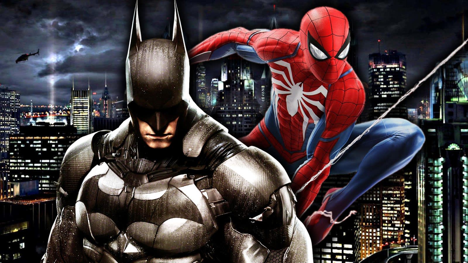 Spider-Man balanceándose por las calles de Gotham en el mod ArkWeb