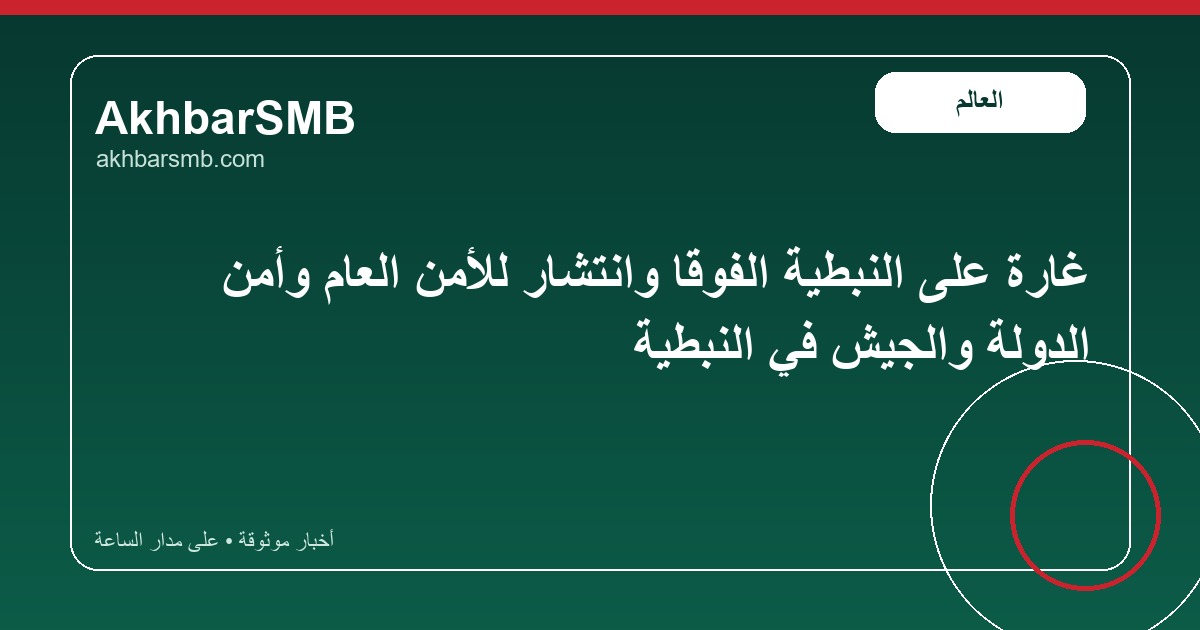 غارة على النبطية الفوقا وانتشار للأمن العام وأمن الدولة والجيش في النبطية