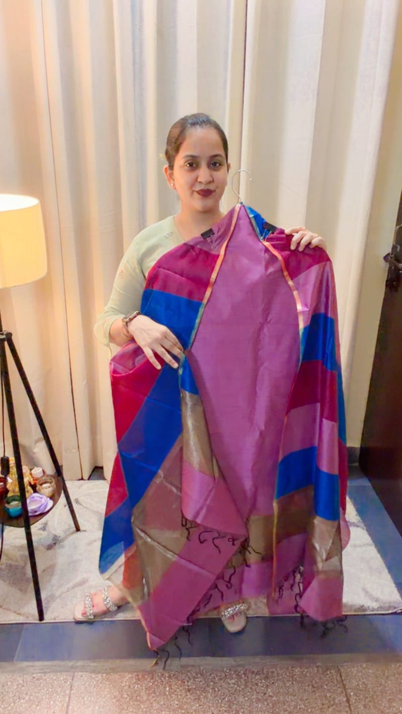 Banarsi Cotton Silk  in Mauve Pink 