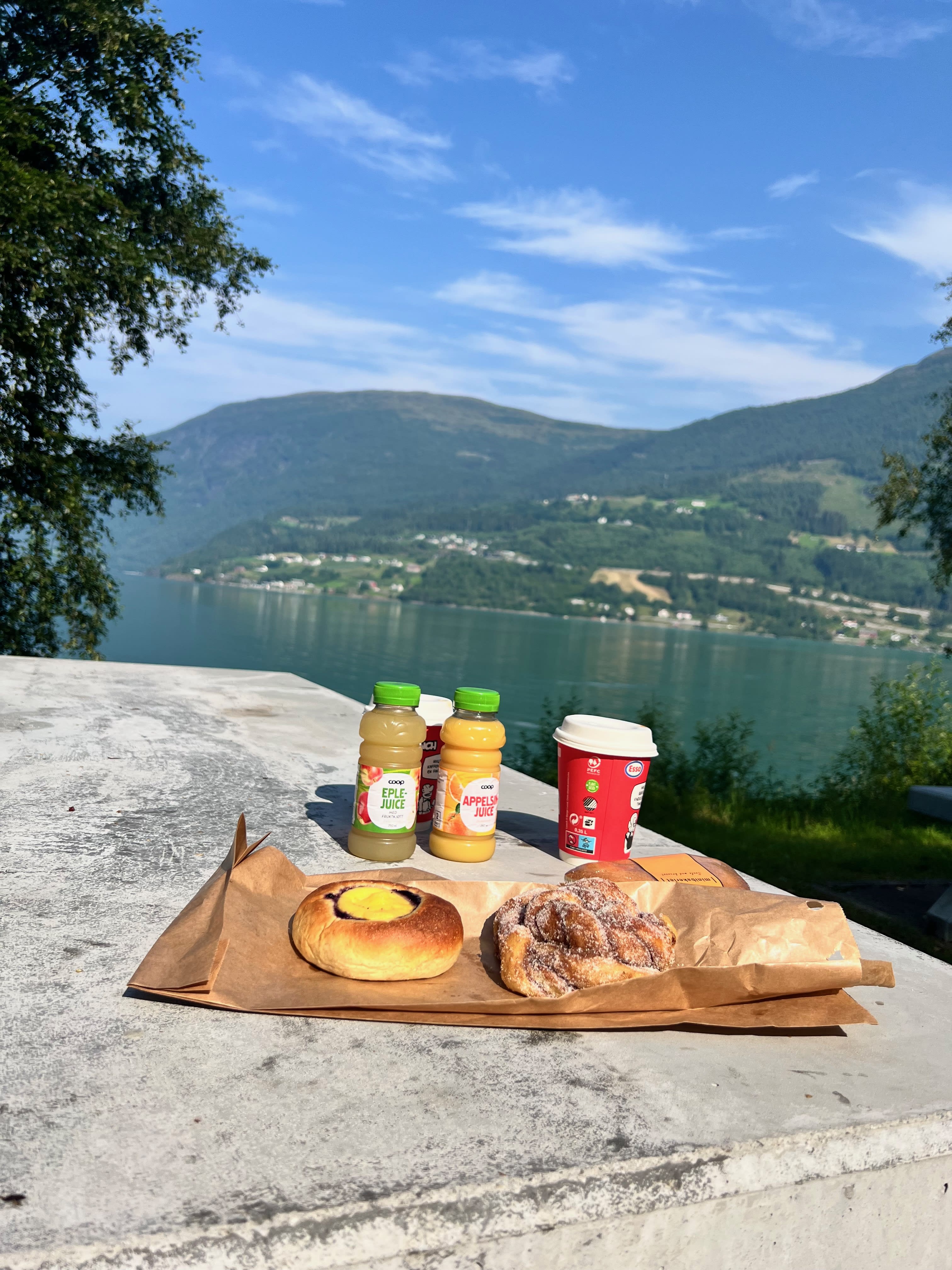 Frukost vid rastplatsen innan Olden