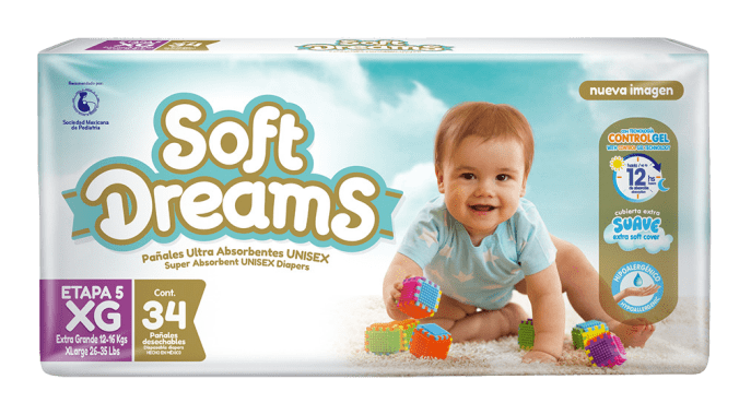 Pañal Soft Dreams E5 Xg C/34 Pzas