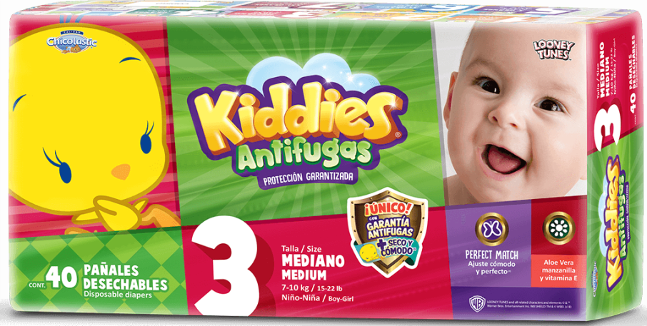 Pañal Kiddies Antifugas E3 Med C/40 Pzas