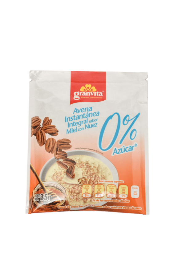 Avena Granvita Cero Azucar Miel Nuez 35 Gr Instant