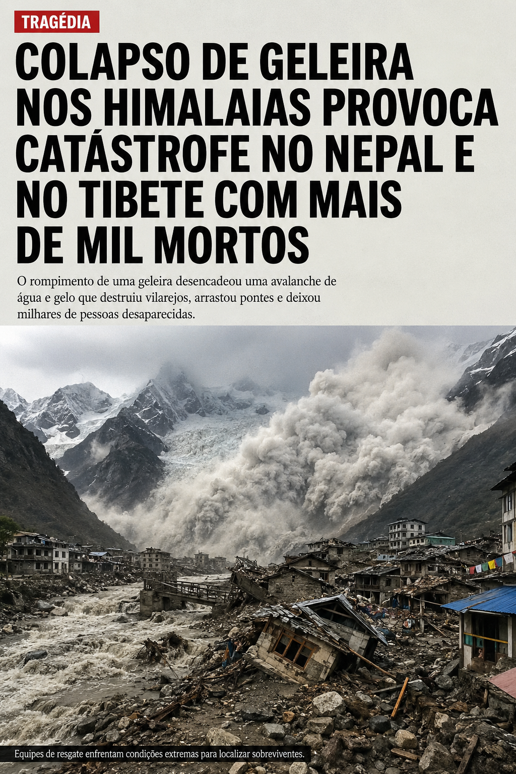 Colapso de geleira nos Himalaias provoca catástrofe no Nepal e no Tibete com mais de mil mortos