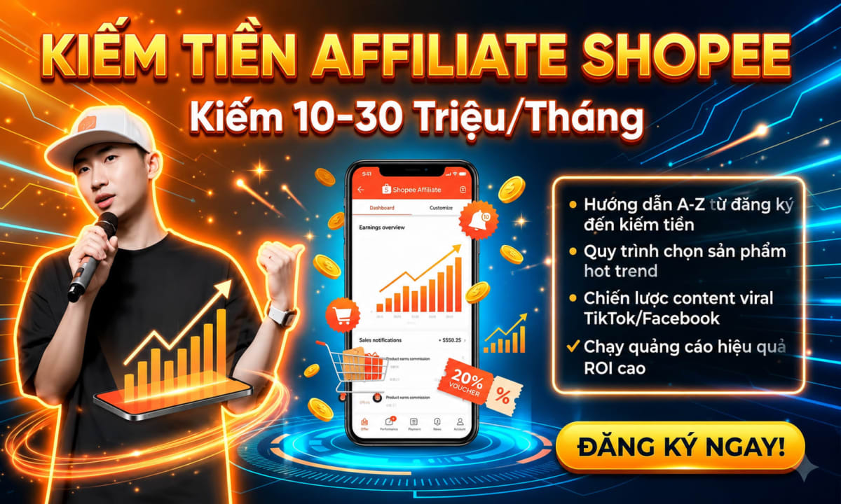 Khóa Học Shopee Affiliate 2025 – 2026 Cùng Phan Đức Nho [ Kiếm 10 – 30 Triệu/Tháng]