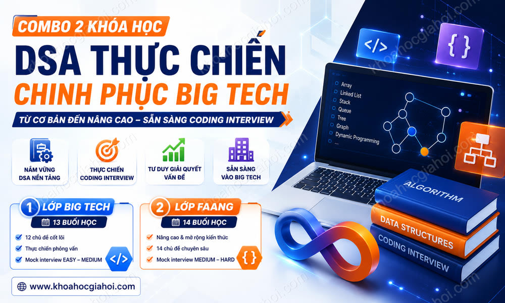 Combo 2 Khoá Học Thuật Toán Thực Chiến DSA For Coding Interview - Giúp Bạn Chinh Phục Big Tech Cùng Fse
