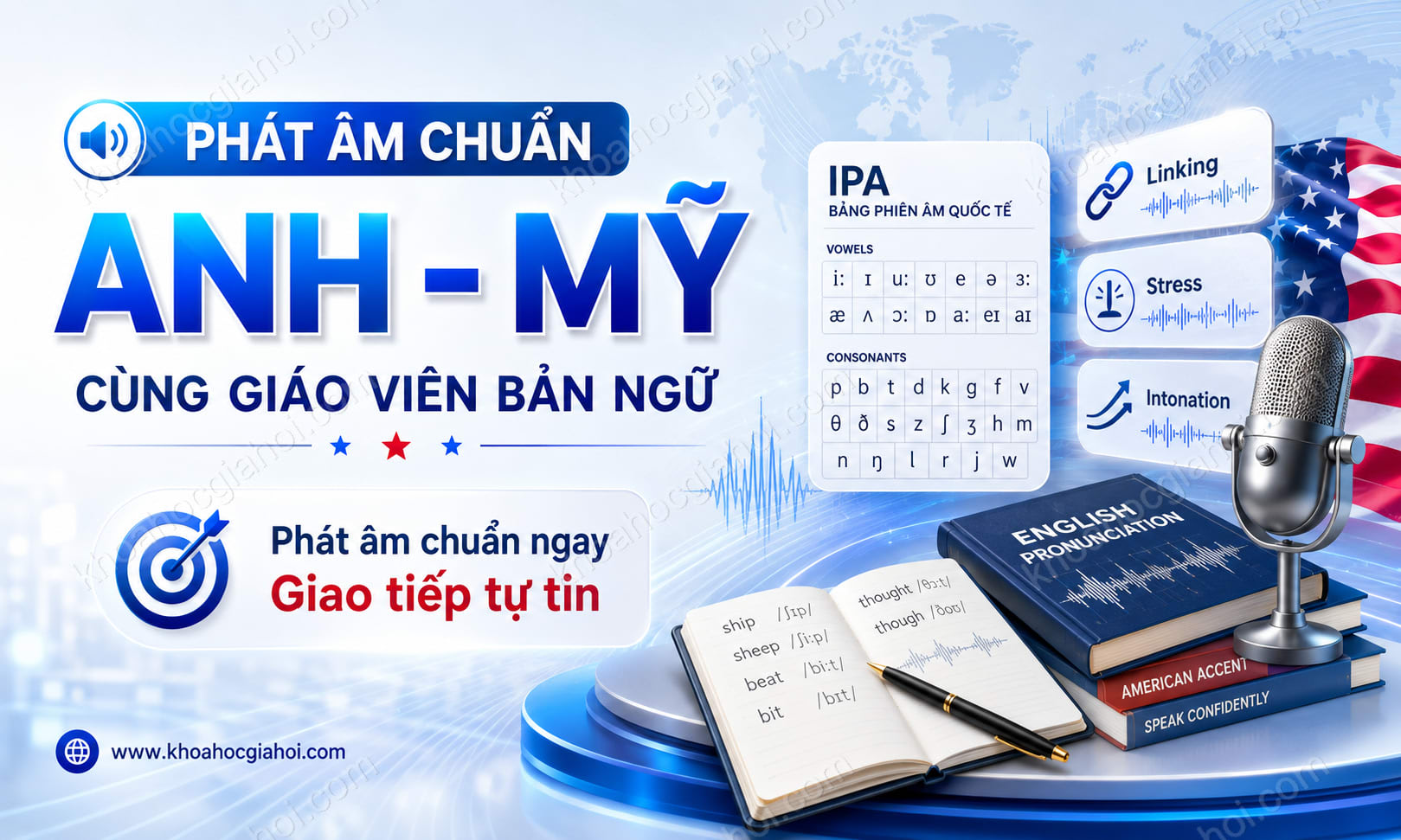 Khóa Học Phát Âm Chuẩn Anh - Mỹ Cùng Giáo Viên Bản Ngữ