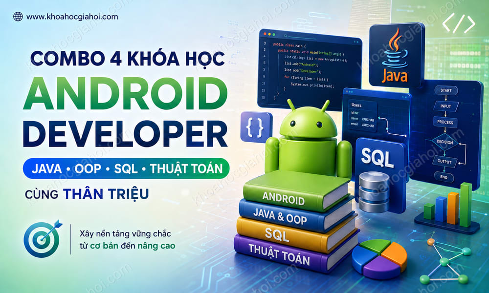 Combo 4 Khóa Học Android Developer – Java, OOP, Sql & Thuật Toán Cùng Thân Triệu