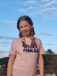 Stolt fiskar t-skjorte rosa 8-10 år