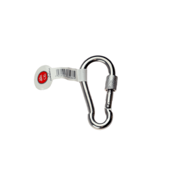 Karabinkrok med sikring syrefast 80x8 mm