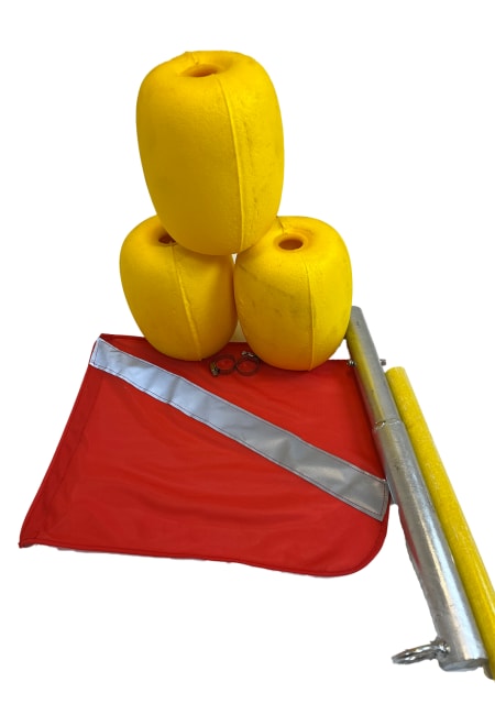 Flaggbøye glassfiber 3m, 3,5kg bøyelodd