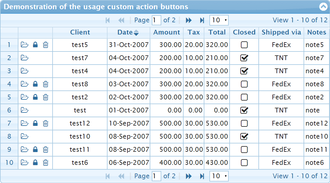 Hide some actions buttons