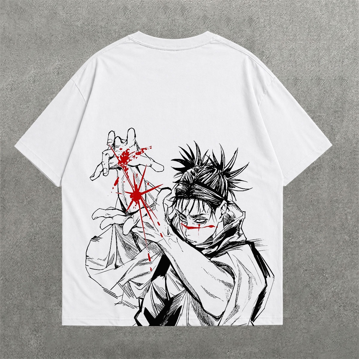 Deez Prints CURSE WHTIE DROP SHOULDER TEE — drop shoulder view 1
