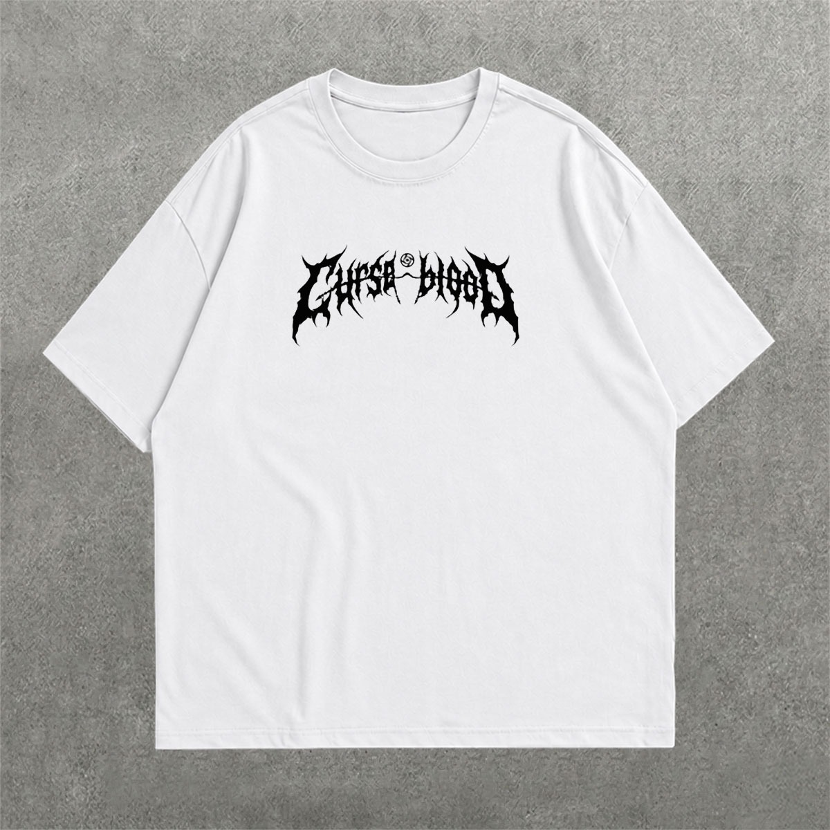 Deez Prints CURSE WHTIE DROP SHOULDER TEE photo 2