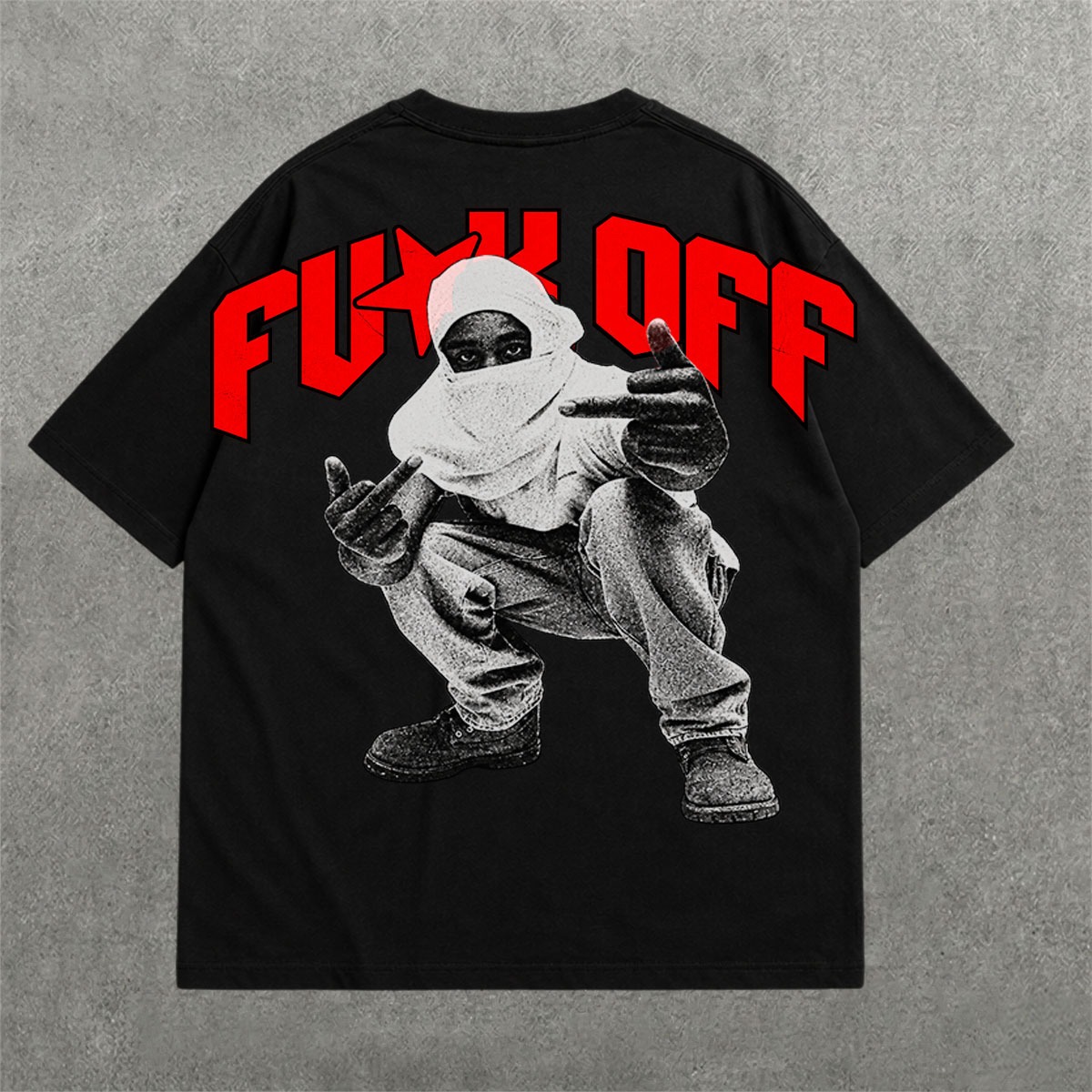 Deez Prints FUCKOFF DROP SHOULDER TEE — drop shoulder view 1