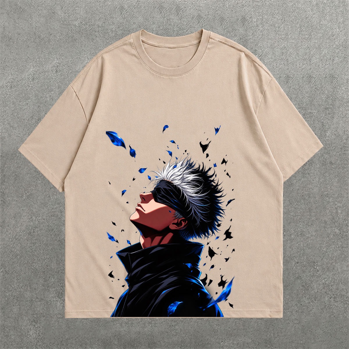 Deez Prints Gojo Satoru Drop Shoulder Tee detail view — DROP SHOULDER