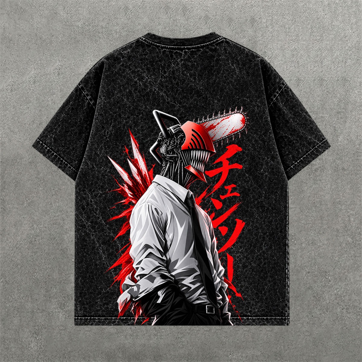 Deez Prints CHAINSAW 2 ACID WASH TEE — acid wash view 1