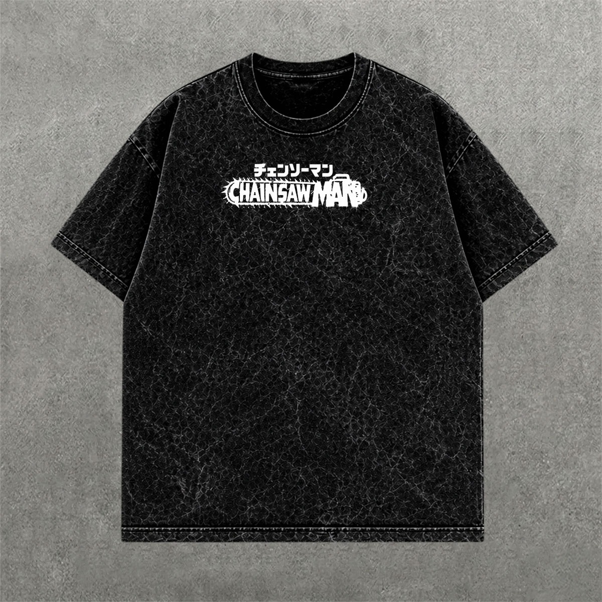 Deez Prints CHAINSAW ACID WASH TEE — acid wash view 1
