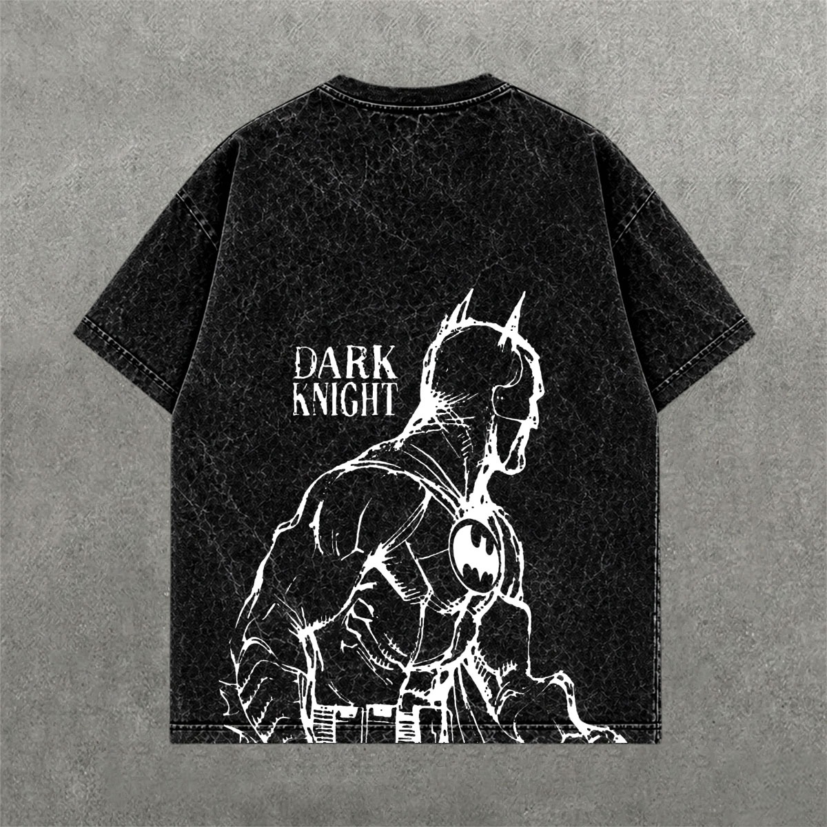 Deez Prints DARK KNIGHT ACID WASH TEE — acid wash view 1