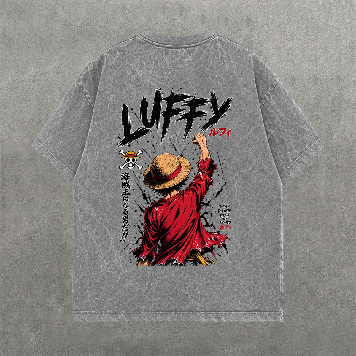 Deez Prints LUFFY 3 ACID WASH TEE — acid wash view 1