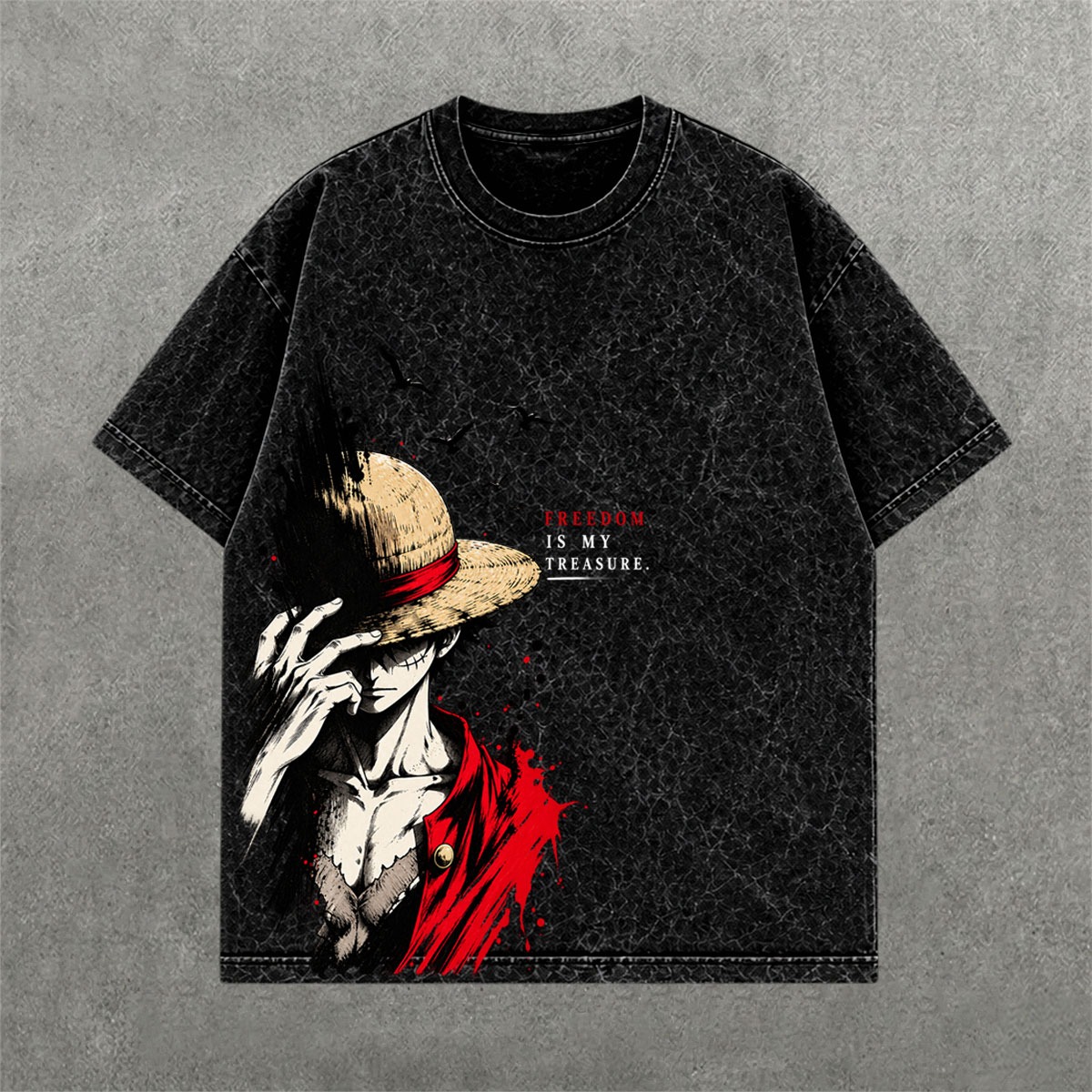 Deez Prints LUFFY 4 ACID WASH TEE — acid wash view 1