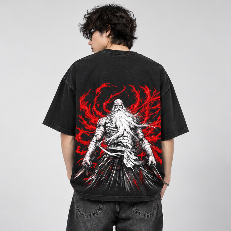 Deez Prints Yamoto Inferno Acid Wash Tee — ACID WASH