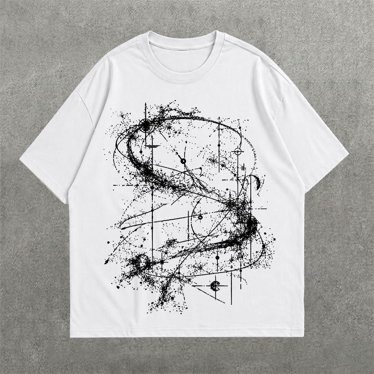 Deez Prints Astral Ruins Drop Shoulder Tee detail view — DROP SHOULDER