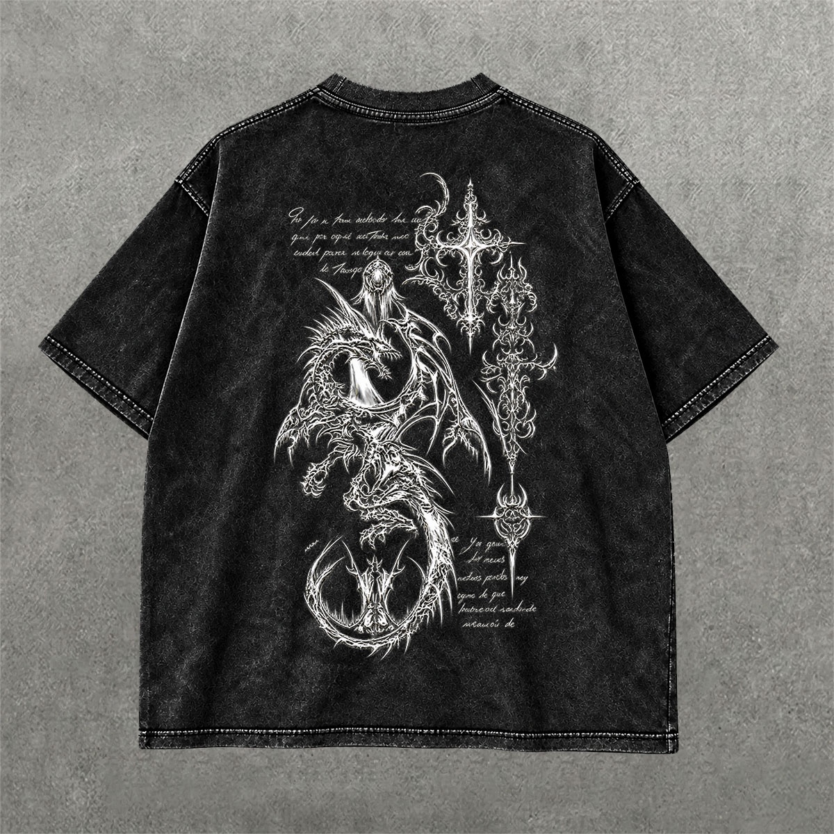 Deez Prints Chrome Wyrm Acid Wash Tee — ACID WASH