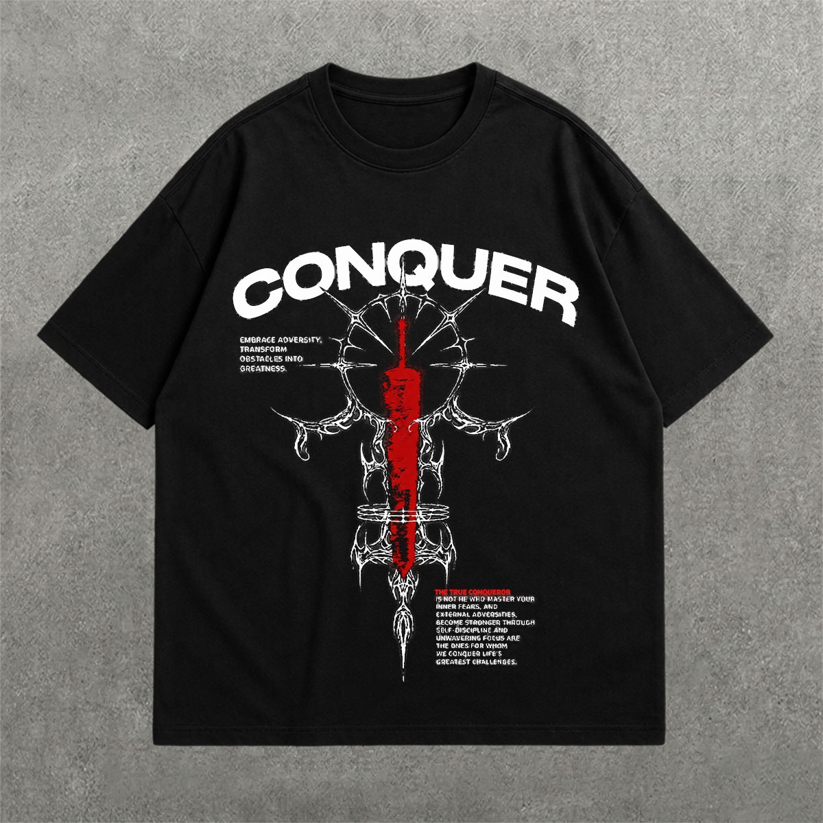 Deez Prints Conquer Drop Shoulder Tee — DROP SHOULDER