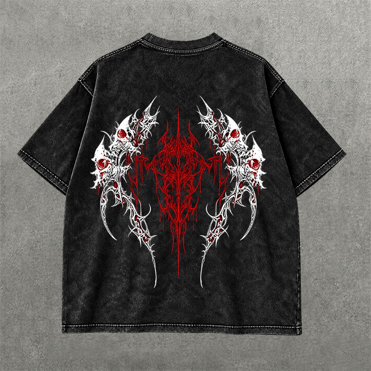 Deez Prints Crimson Thorn Sigil Acid Wash Tee — ACID WASH