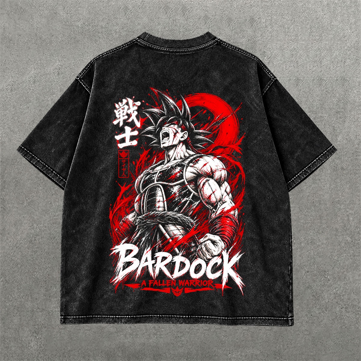 Deez Prints DBZ Bardock Fallen Warrior Acid Wash Tee — ACID WASH