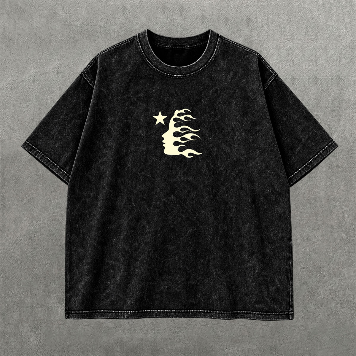 Deez Prints Hellstar Acid Wash Tee detail view — ACID WASH