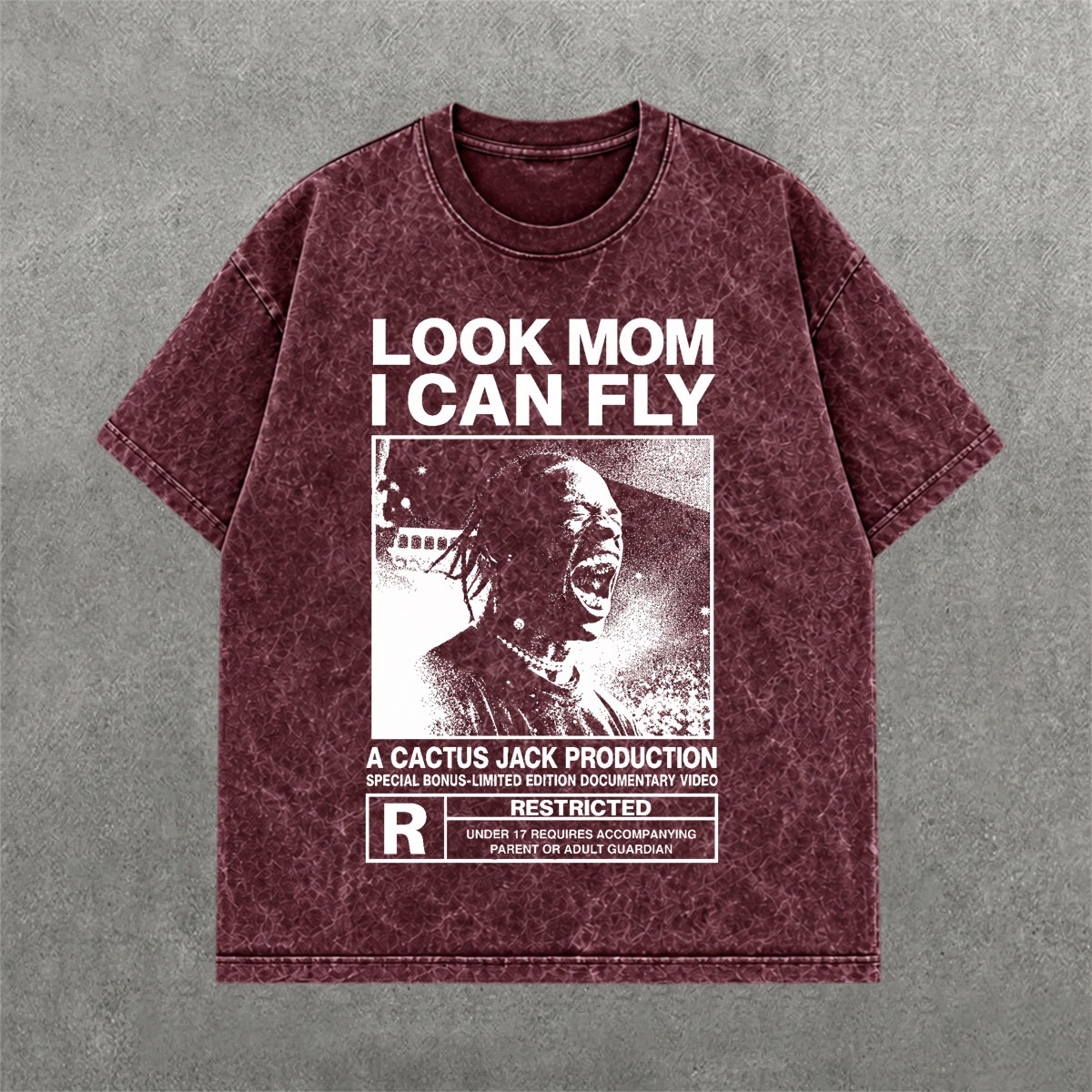 Deez Prints Look Mom I Can Fly Acid Wash Tee — ACID WASH